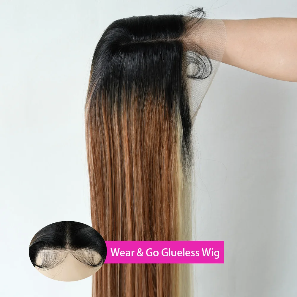 

Ombre Коричневый Желтый 13x4 Костный Прямой Парик Фронта Шнурка HD Парики Фронта Шнурка Бразильский Парик Для Женщин Косплей Вечеринка