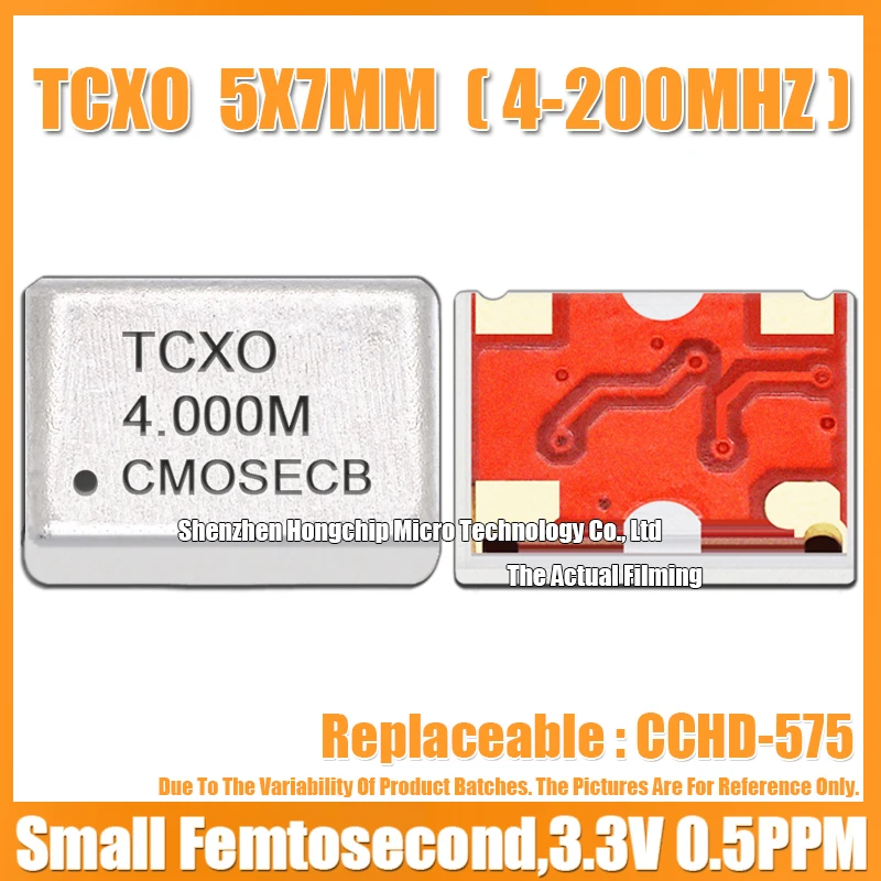 (2PCS) TCXO 5070 4M 4MHZ 4.000MHZ Small Femtosecond Temperature Subsidized Chip Crystal Oscillator Replace : CCHD-575 3.3V