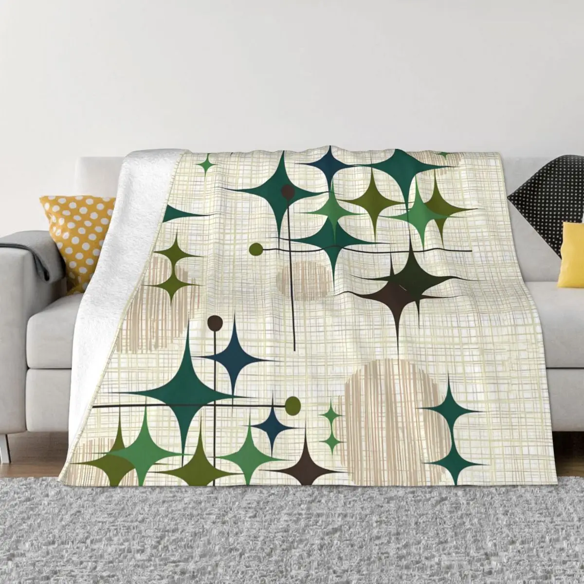 Eames Era Starbursts And Globes Portable Warm Throw Blankets for Bedding Travel