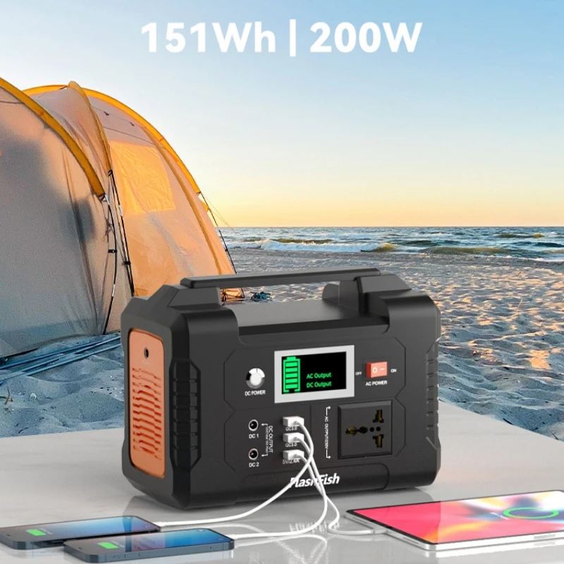 230V Portable Power Station 151Wh Backup Battery 200W Pure Sine Wave AC Solar Generator Outdoor Camping Travel RV