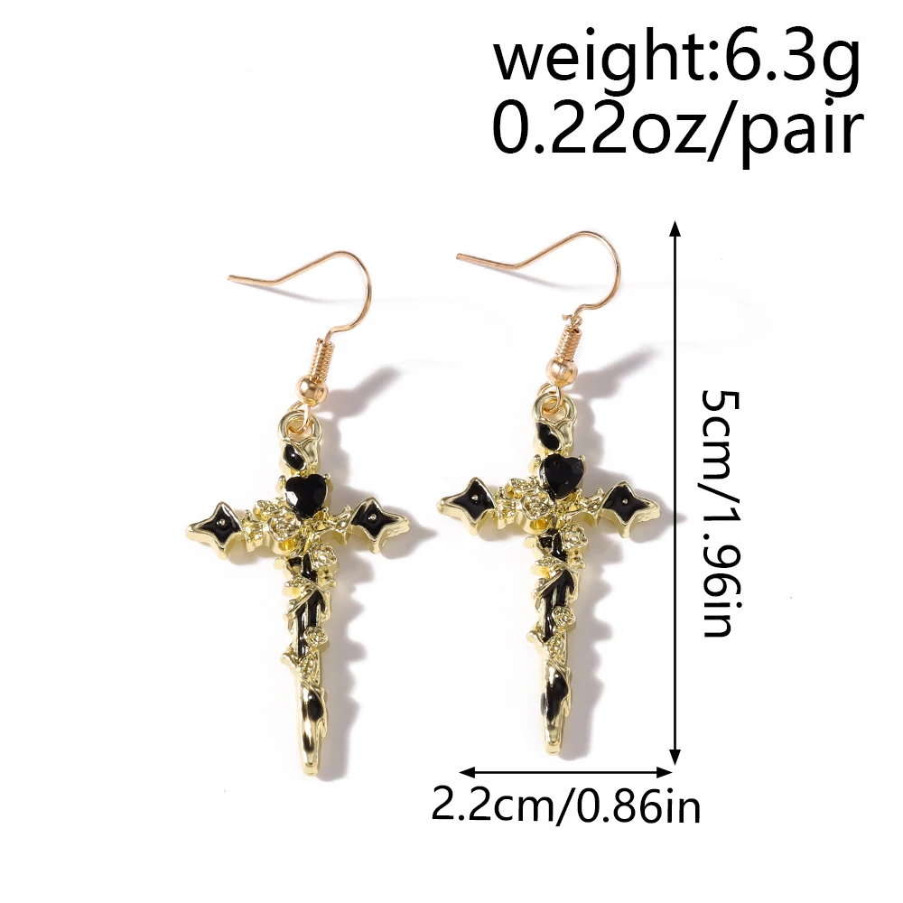 Aihua Vintage Gothic Kreuz-Ohrringe Punk Schwert Kreuz Anhänger Ohrringe Handgefertigter DIY Steampunk Kreuzschmuck Accessoires – Detail 6