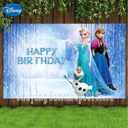 Telón de fondo de Castillo de copo de nieve congelado de hielo de Disney, Elsa, Anna, Reina de la nieve, Princesa, decoración de fiesta de cumpleaños de niñas, Fondo de foto de invierno