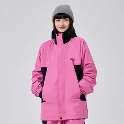 Chaqueta de esquí con capucha para hombre y mujer, abrigo holgado a prueba de viento, impermeable, cálido, para invierno, 2025