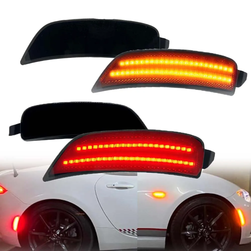 Canbus Front Amber/Rear RED Bumper Fender LED Side Marker Turn Signal Light Indicator Lamp For Mazda Miata MX5 ND 2016 2017-2020