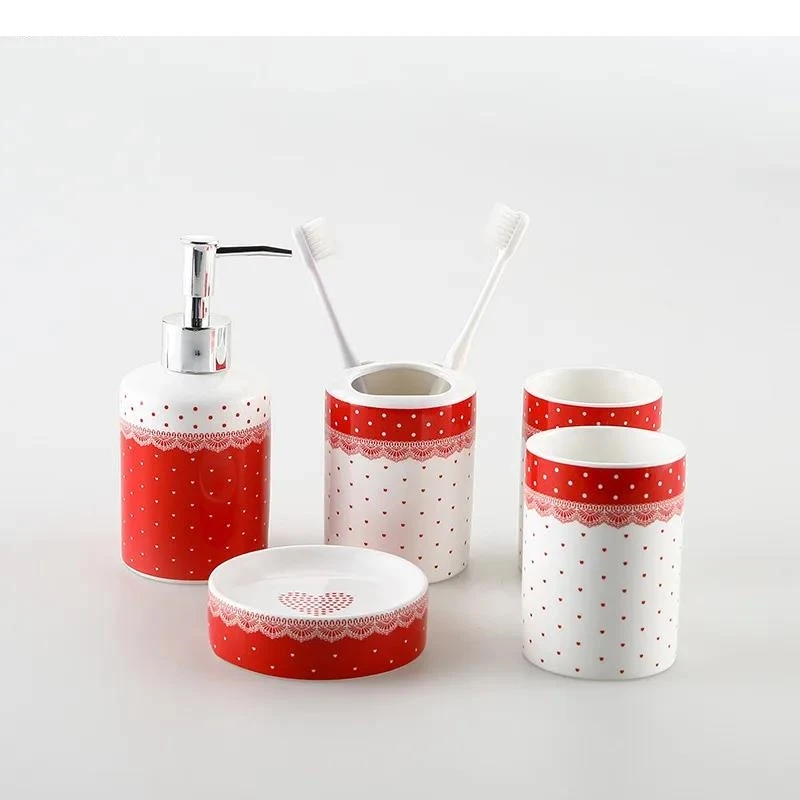 

Couple Washing Kit Ceramic Soap Dispenser Mouthwash Cup Set Dish 5 Piece Nordic Home Bathroom Accessories