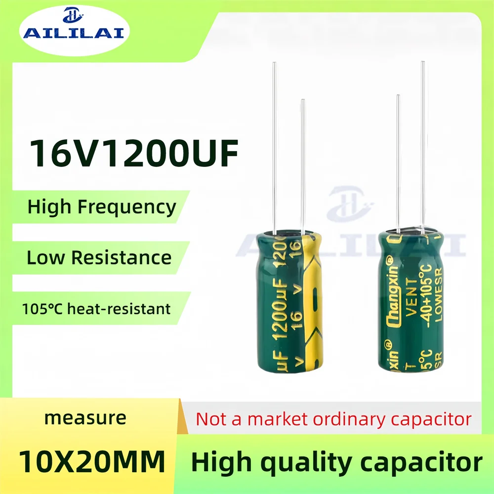 10PCS Original 16v1200uf Low ESR/Impedance High Frequency 16V 1200UF Aluminum Electrolytic Capacitor16V1200UF Size: 10X20MM