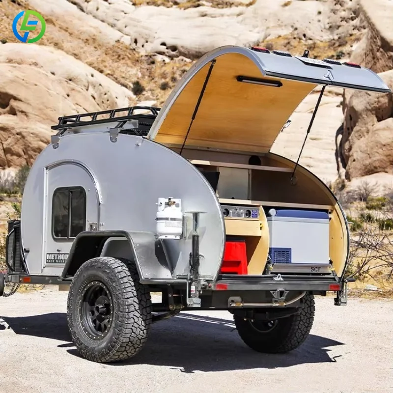 Small Camper Trailer off Road Teardrop  Lightweight Overland Tiny Remolque Camper with Sunshadef or Sale Customized