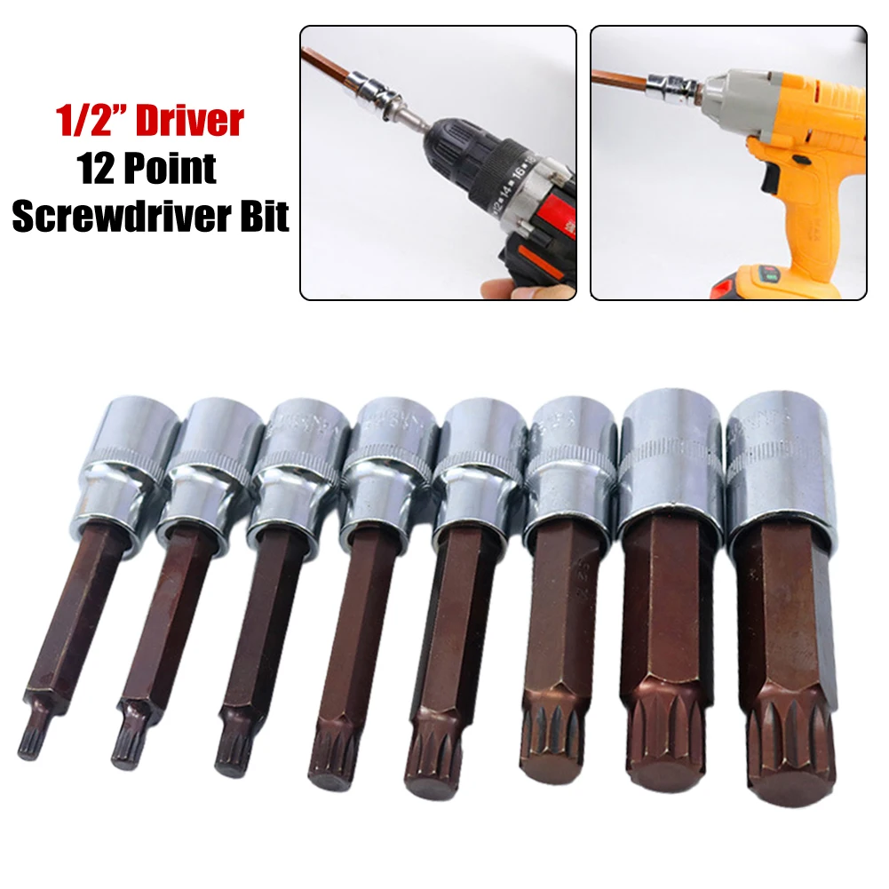 

1pc 1/2 Inch Drive 12-point Socket Bit Wrench Head M5 M6 M8 M10 M16 Electric Wrench Socket Adapter Screwdriver Bit Hand Tool