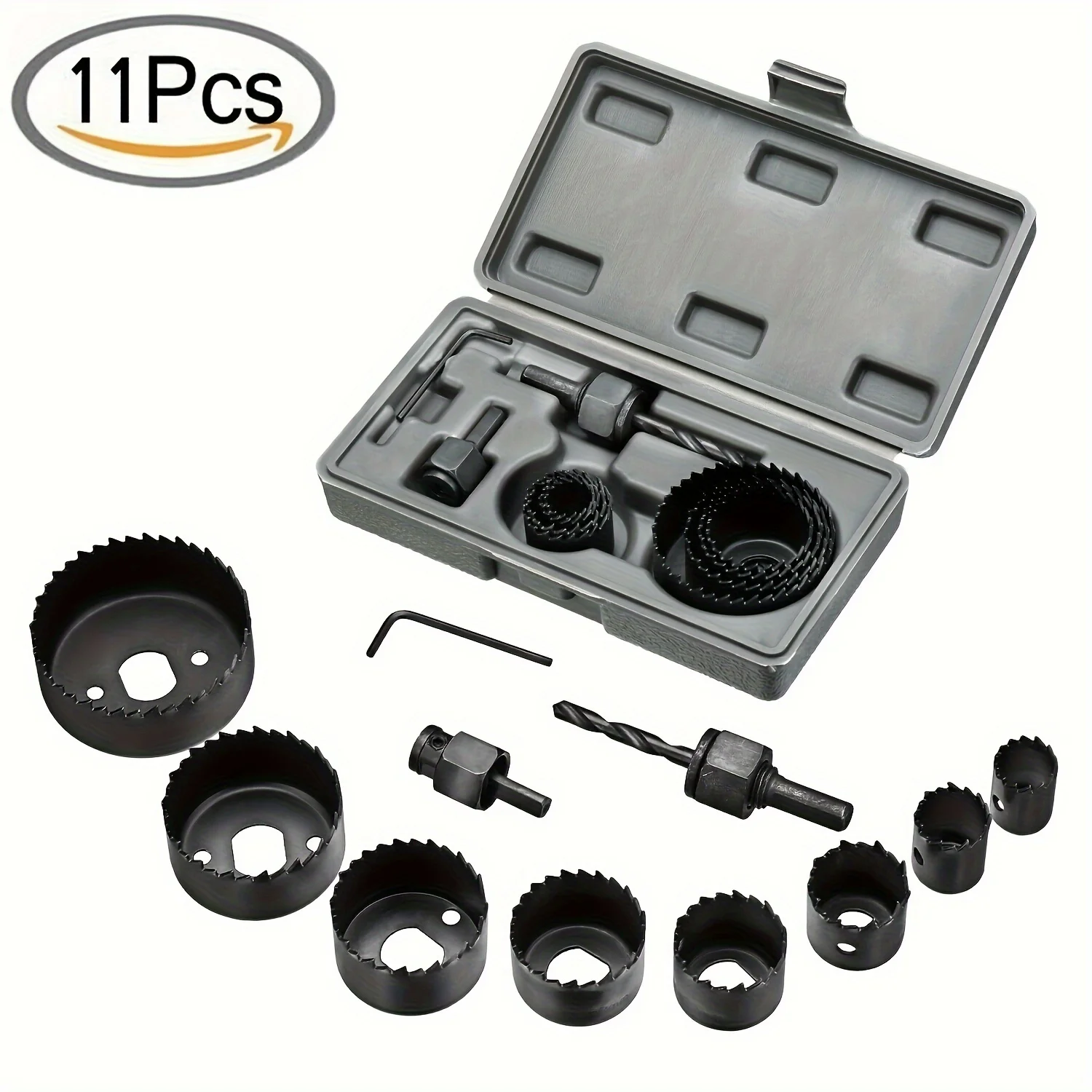 

11Pcs Hole Saw Kit Durable Carbon Steel Metal Circle Power Drill Hole Cutter for Wood PVC and Plastic