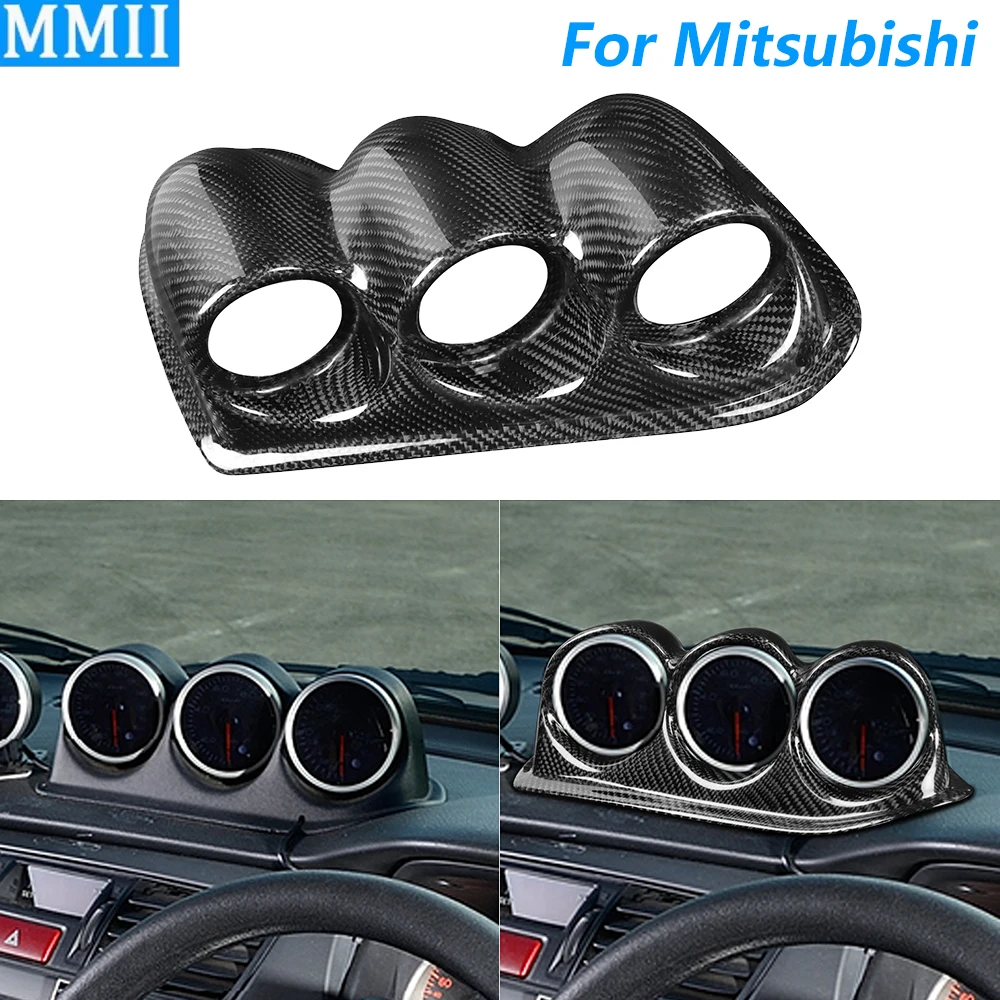 For Mitsubishi Lancer EVO 7 8 9th Gen 2001-2007 Real Carbon Fiber Dashboard Instrument 3 Triple Pod Gauge Holder Car Accessories