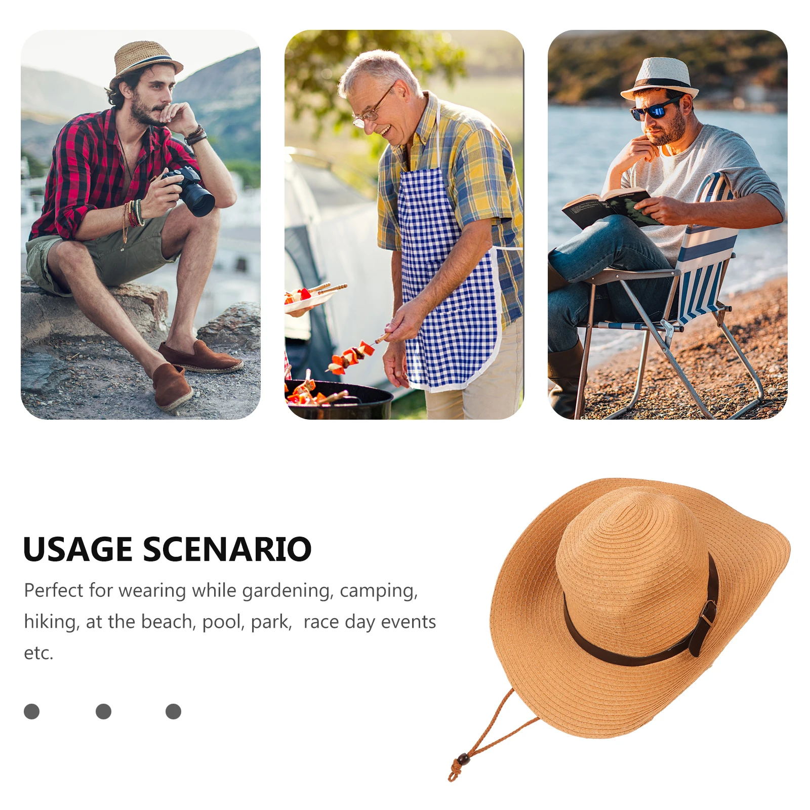 

Sunscreen Denim Hat Wide Brim Straw Sun Hat for Men Women Beige Foldable Bucket Beach Gardening Camping Lightweight