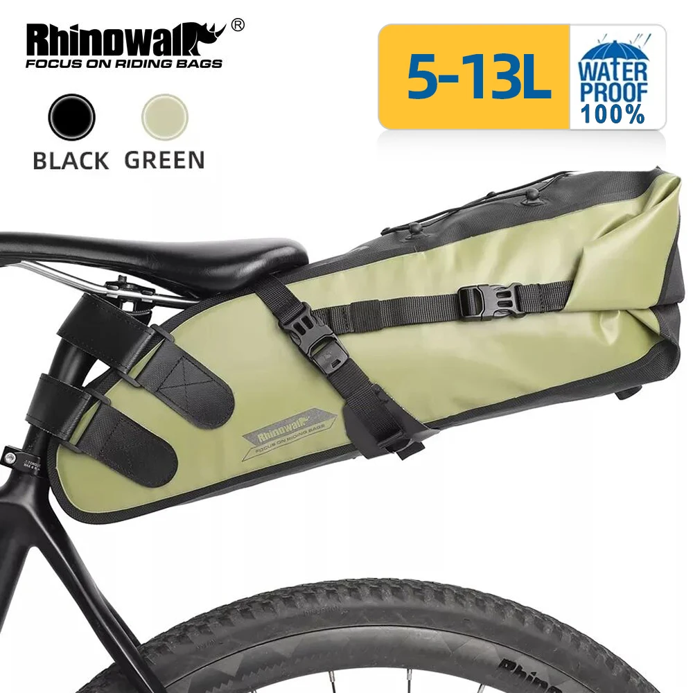 

Rhinowalk Bicycle Saddle Bag 5L-13L Waterproof Large Capacity Foldable Tail Back Rear Bag Reflective Cycling MTB Trunk Pannier