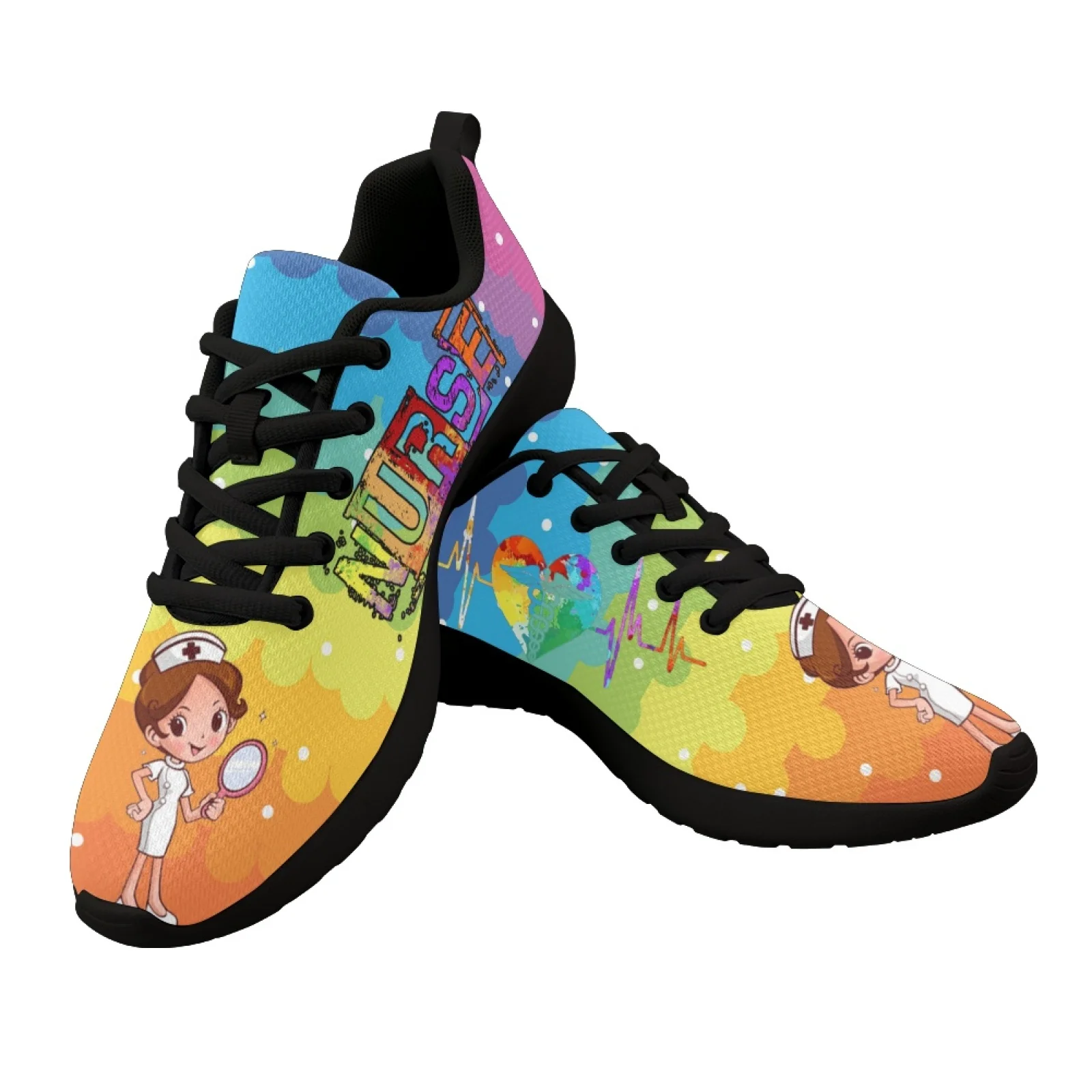 Health Paramedic Nurse Print Summer Mesh Sport Jogging Running Shoes For Woman Flats Casual Shoes Ladies Sneakers Tennis Shoes