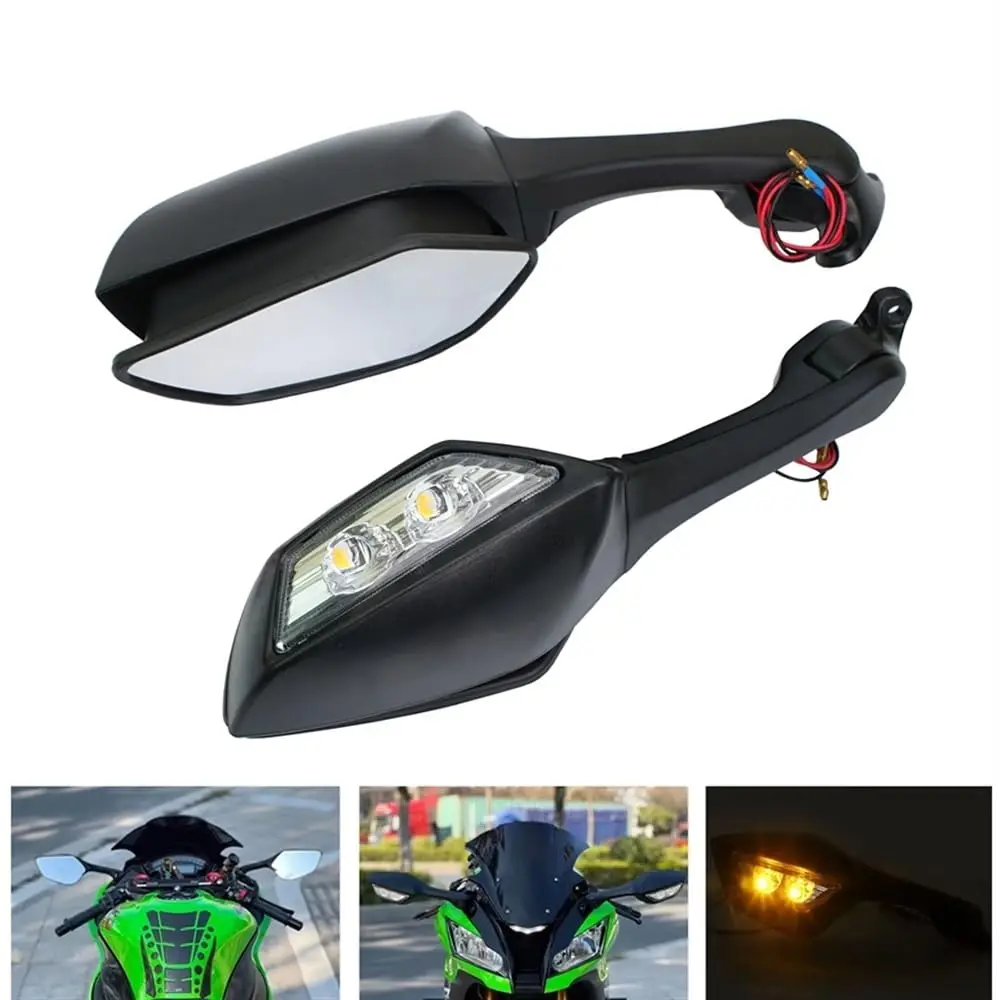 Motorcycle LED Rearview MIrror with LED Turn Signal Light Side Mirrors For Ninja ZX 10R ZX-10R 2011-2015 2016-2020 H2 2014-2015