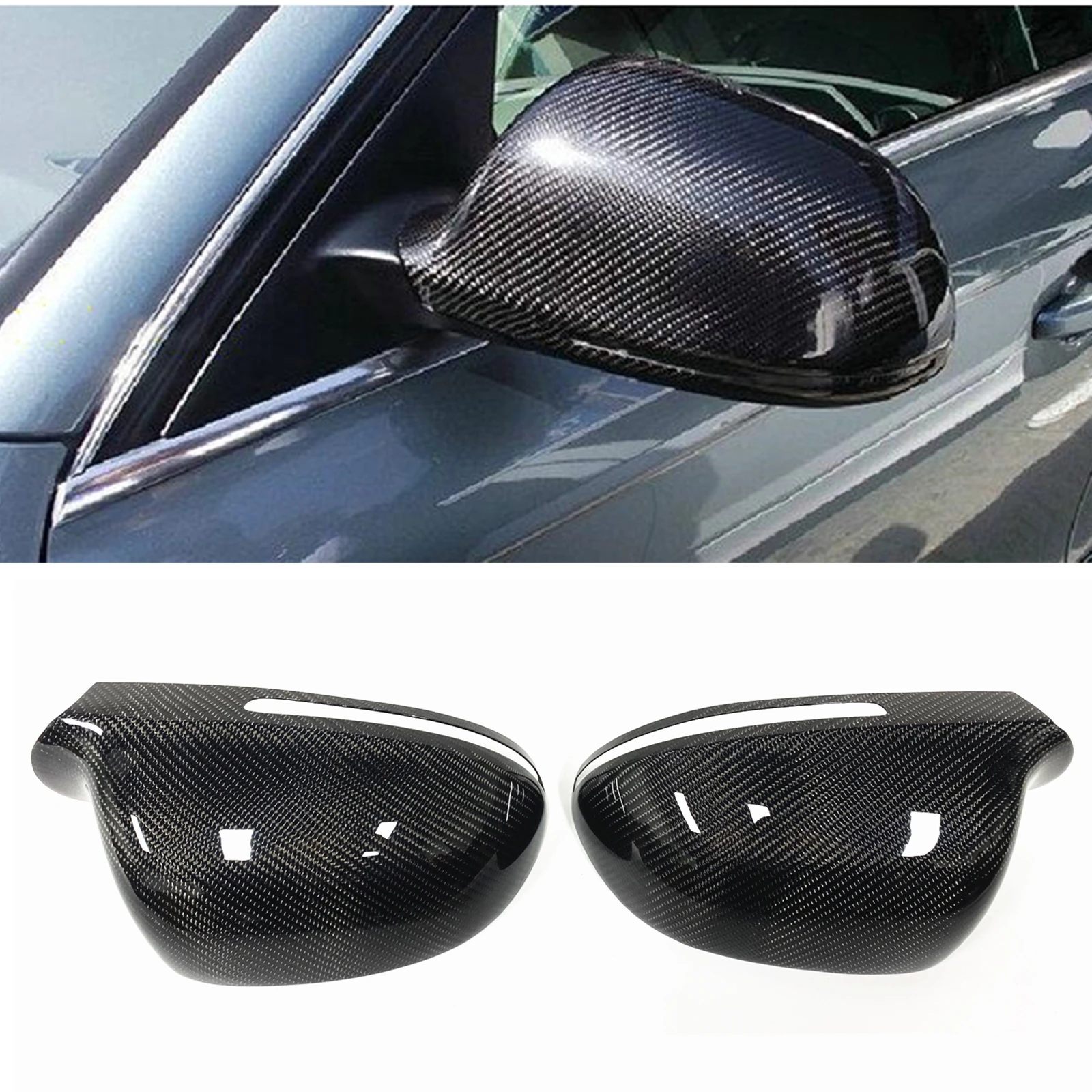 Real Carbon Fiber Mirror Cover For Audi A3 A4 S5 B8 A5 A6L RS6 A8L S8 RS3 Q3 Car Exterior Rear View Caps Rearview Shells Add On