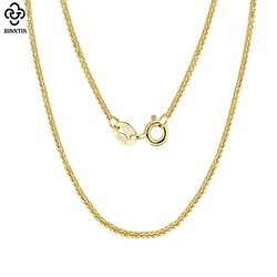 Rinntin 925 Sterling Silver 14K Gold Italian Chopin Chain Necklace for Women Fashion Handmade Basic Neck Chain Jewelry SC53