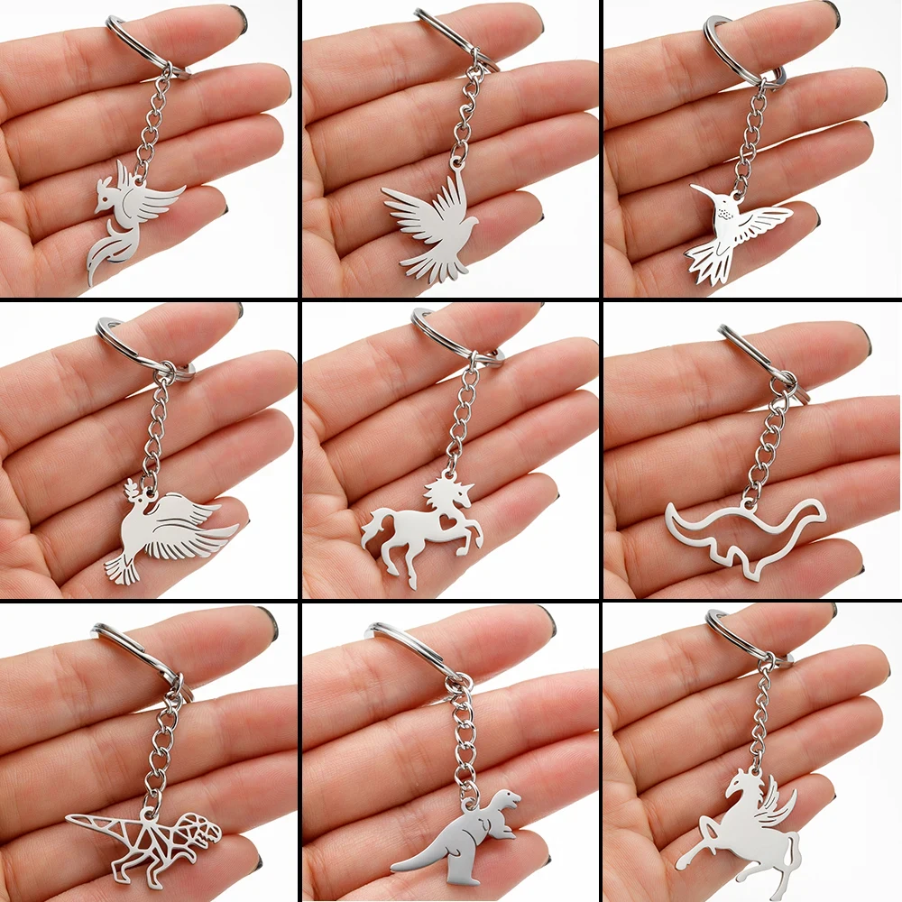 Stainless Steel Fashion Stainless Steel Flying Swallow Bird Pendants Keychain Keyring Accessories For Car Key Chains Jewelry