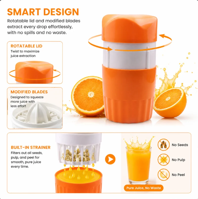 Multifunctional Hand Juicer Lemon Lime Squeezer Manual Citrus Orange Lemon Juicer Fruit Press Squeeze Extractor for Home Kitchen view 3