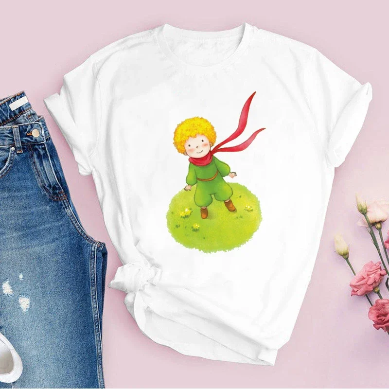 2024 New Arrival Little Prince Printed T Shirt Round Neck Short Sleeve Tshirt Female Harajuku Ladies Tshirts Casual Tee