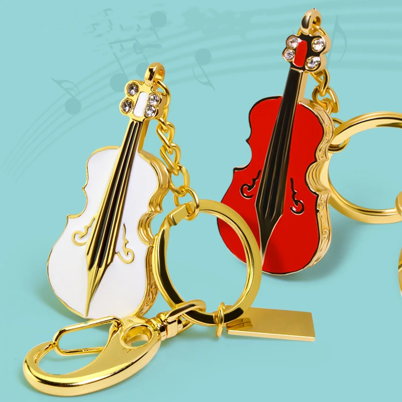 Free Custom Laser Engraving LOGO Color Metal Violin Model USB2.0 Flash Drive 4GB 8GB 16GB 32GB 64GB 128GB