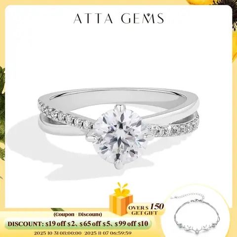 ATTAGEMS Classic Moissanite Wedding Ring Four Claws Original s925 Sterling Silver Jewelry for Women Engagement Band High Quality