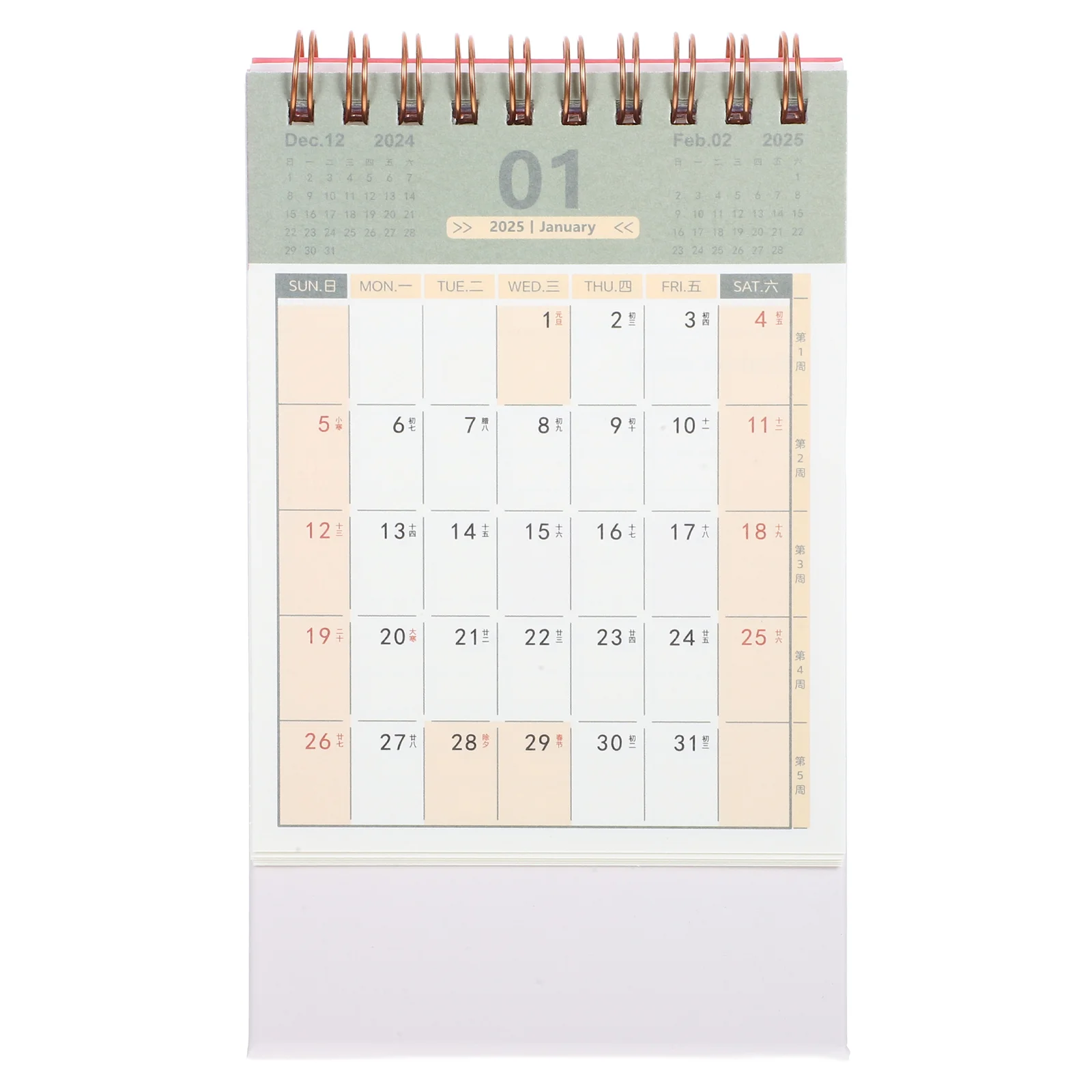 2025 Desk Calendar Portable Month Decor Standing Desktop Office Accessory Paper Decorative