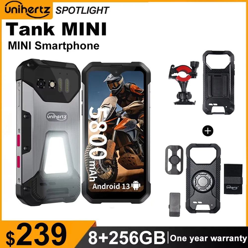 

Unihertz 8849 Tank Mini Прочный смартфон с дисплеем 4,3 дюйма, Android 13 Helio G99, восьмиядерный процессор, 5800 мАч, 100 МП, камеры, 24 ГБ, 256 ГБ, IP68