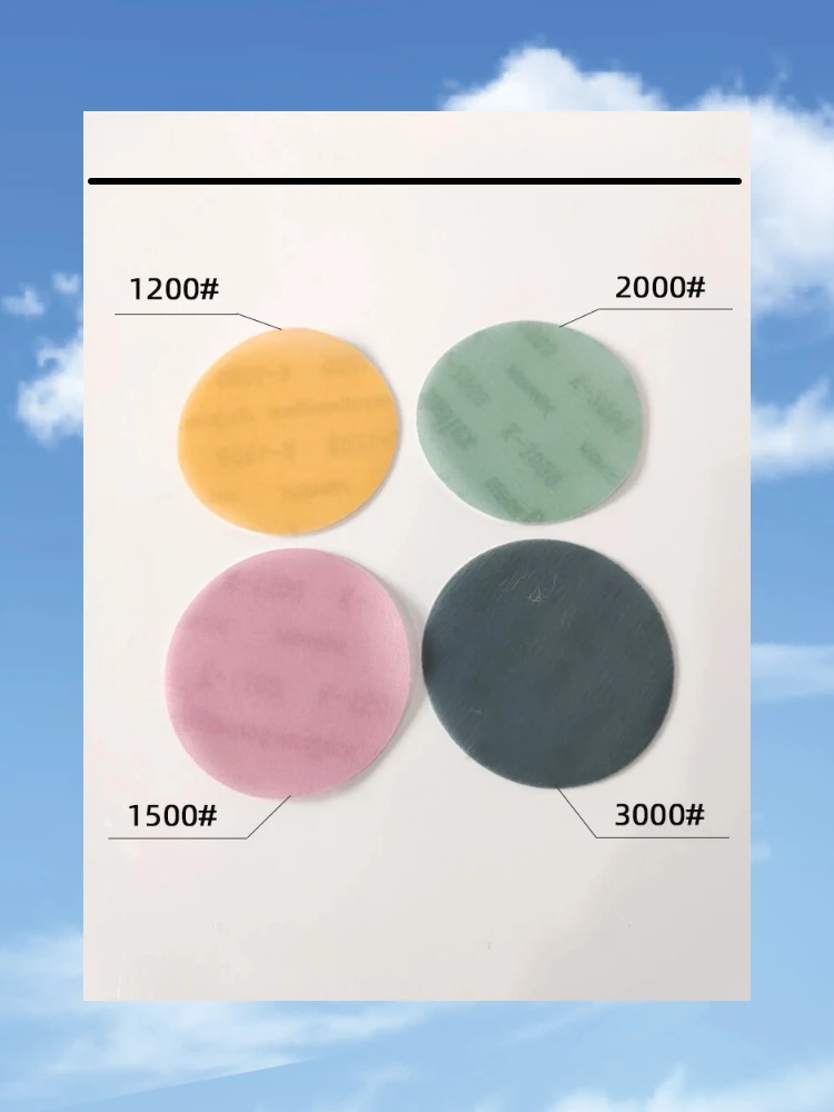 Japan 3 Inch Soft Film Sandpaper 50Pcs, Dry Grinding Polishing Abrasive Disc for Car Paint, Spray Paint Surface Clean & Fine