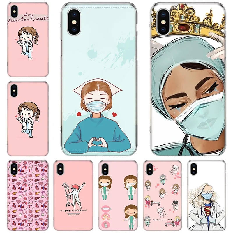 Cartoon Medicine Doctor Nurse Phone Case For Apple Iphone 12 Mini 14 13 15 Pro Max 11 X XS XR 16 Plus Funda Cover Shell