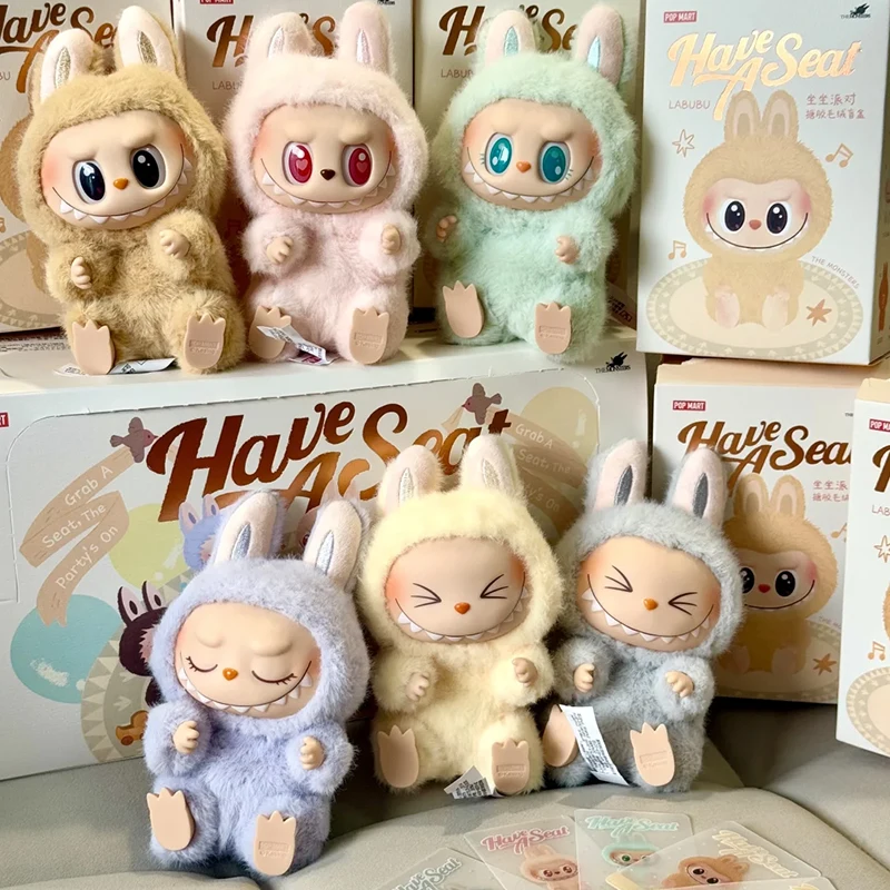 Asli Monster Labubu Duduk Pesta Macaron Wajah 2.0 Seri Liontin Mainan Boneka Ransel Kotak Misteri Gantungan Kunci Hadiah Natal Anak Perempuan