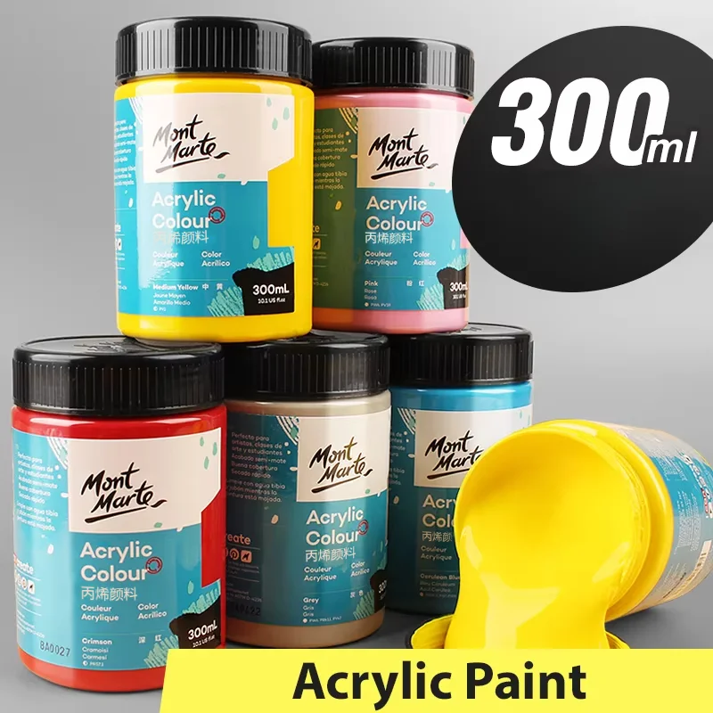 MONT MARTE Signature Acrylic Color Paint 300ml, Semi-Matte Finish for Canvas Wood Fabric Leather Cardboard,Paper, MDF Craft