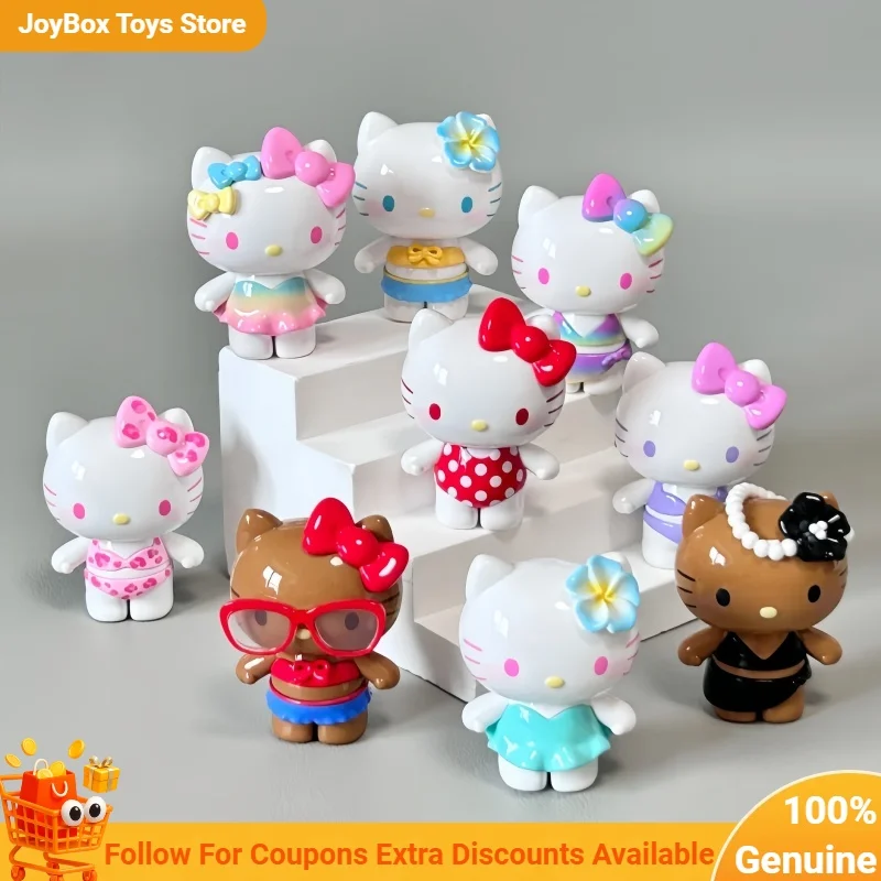 Genuine Hello Kitty Swimsuit Party Series Mini Bean Blind Bag Mini Figurines Car Desktop Ornaments Surprise Collectible Gift Toy view 3