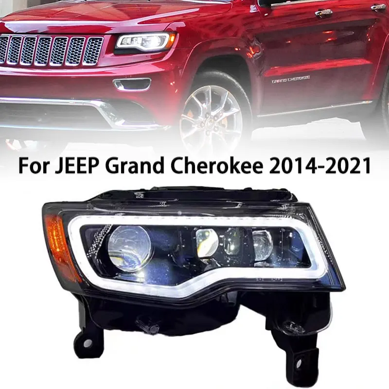 

Передняя фара для JEEP Grand Cherokee светодиодный передняя фара 2014-2021, передняя фара Grand Cherokee DRL, сигнал поворота, Дальняя фара, проектор Angel Eye