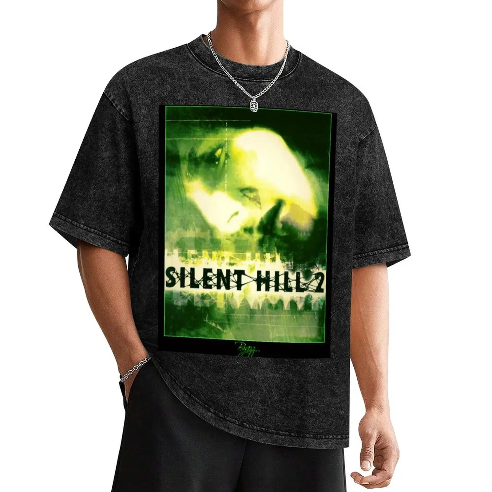 

Silent Hill 2 - Ps2 Original Box Art (Green Cover) (Neon) T-Shirt man t shirt boys whites tshirts for men