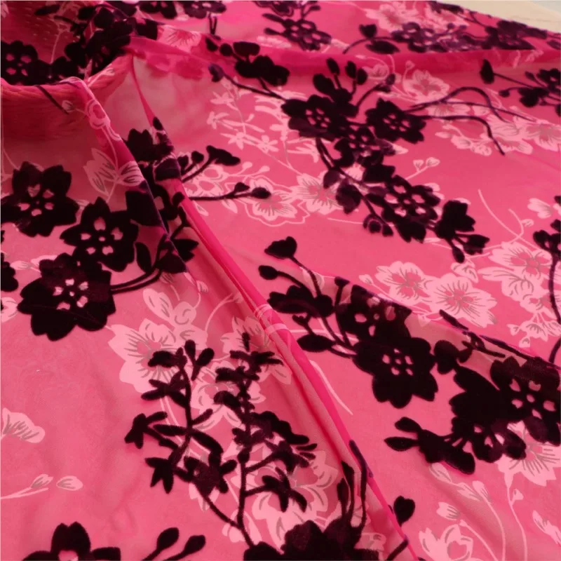

Woven brocade viscose printed mottled and burned velvet fabric sleeping dress cheongsam