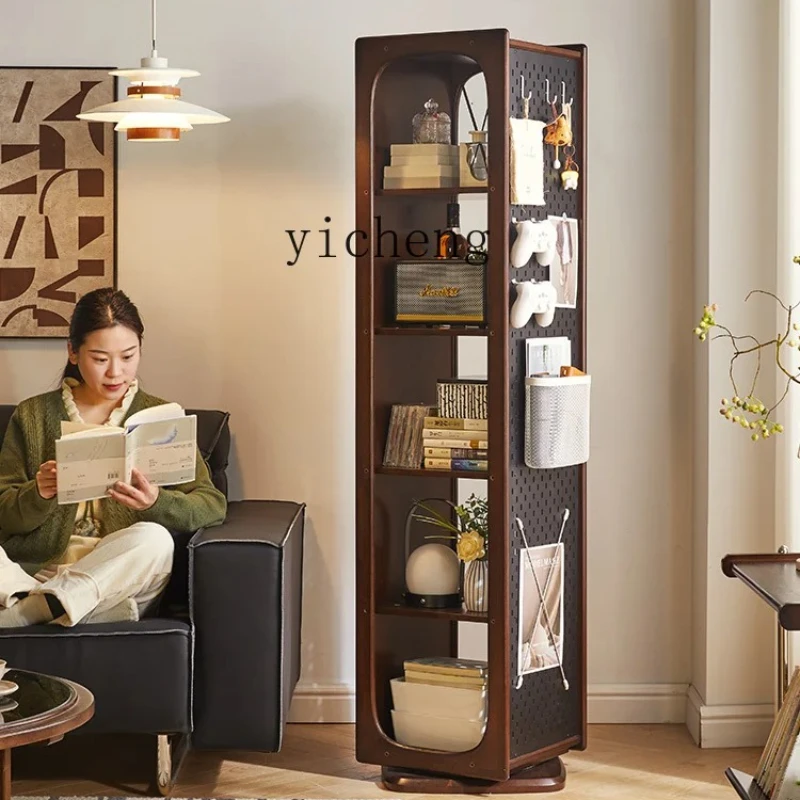 

ZYA Solid Wood Rotating HD Floor Mirror Home Pegboard Bedroom Storage Mirror living room decoration