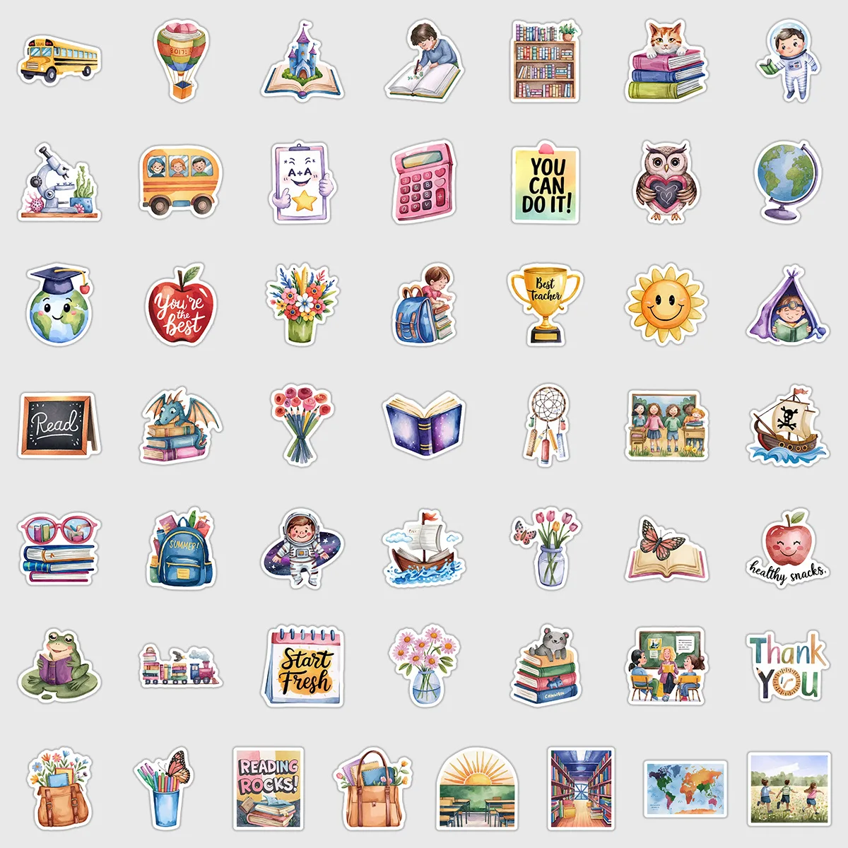 50PCS Neue Nette Stil Zurück zu Schule Saison Doodle Aufkleber Wasser Tasse Handy Wasserdichte Dekoration Graffiti Aufkleber Kinder Spielzeug