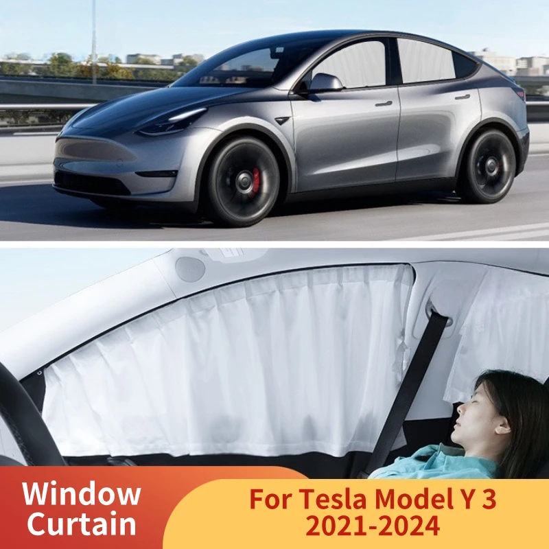 

For Tesla Model 3 Y 2021-2024 Side Window Privacy Trim Sunshade Ice Crystals Car Front Rear Windshield Blind Cover Sun Shade