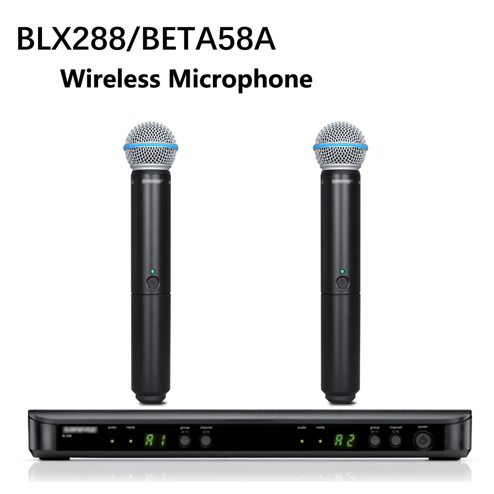 

High Quality BLX288 BLX 58A Dual Channel Wireless Microphone Dual Handheld Wireless PG58 Microphone Digital Vocal System BLX8