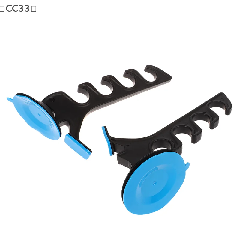 [[CC33」 1/2 قطعة الصيد رود رف منظم أفقي دعم شفط كأس سيارة الصيد رود قوس قابل للتعديل قصبة صيد خشبية حامل #1