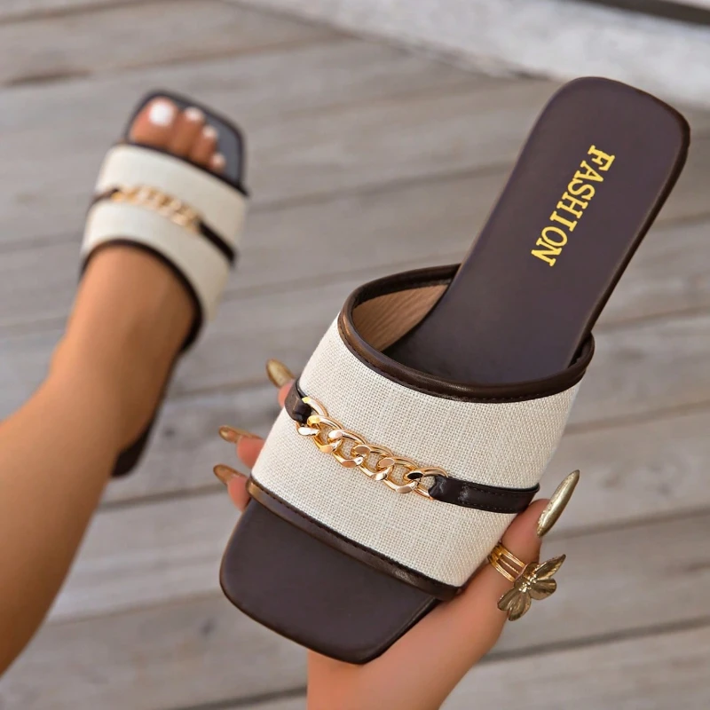 

Summer Women Slippers 2026 New Flat Luxury Sandals Outdoor Elegant Shoes Trend Brand Designer Slippers Big Size Slides Women