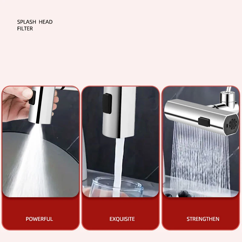 Kitchen Faucet Head Replacement, 3-Function Kitchen Sink Spray Nozzle, 360° Swivel Anti -Splash Water Saving Waterfall Faucet