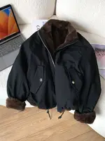 Women 2 Sides Wear Military Green Short Parka Coat 2026 Winter Thick Cargo Jacket Warm Baseball Outerwear Cotton Padded Outwear 3