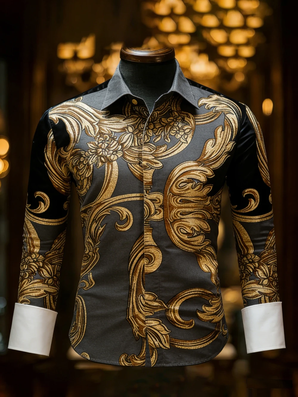 

2026 Men's Retro Light Luxury Long Sleeve Shirt Baroque Court High Definition 3D Printed Shirt Hawaiian Vacation Designer Shirt