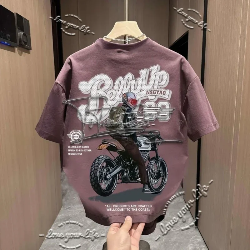 

motorcycle 2024 Summer Men's T Shirt Japan Harajuku Fashion Graphic T Shirts Men Men Clothing Tops Tee Short Sleeve T Shirts Men