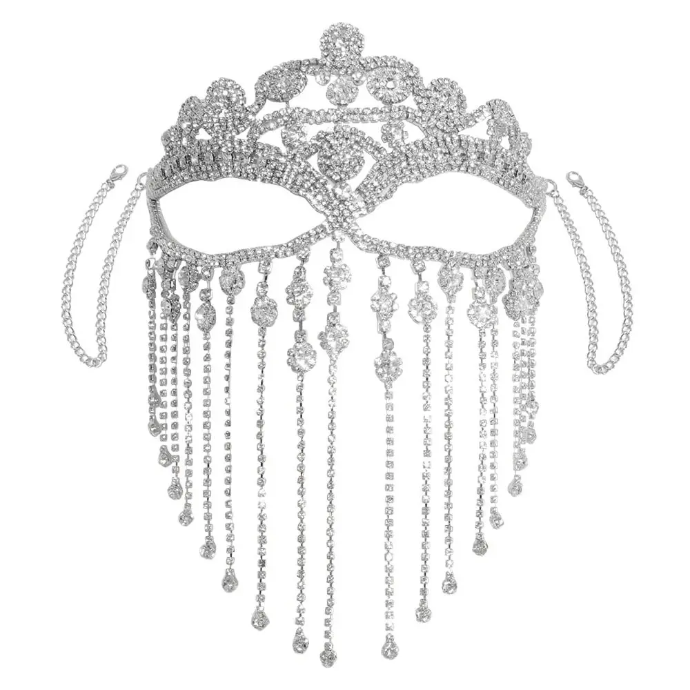 Costume Rhinestone Face Mask Crystal Indian Jewelry Women