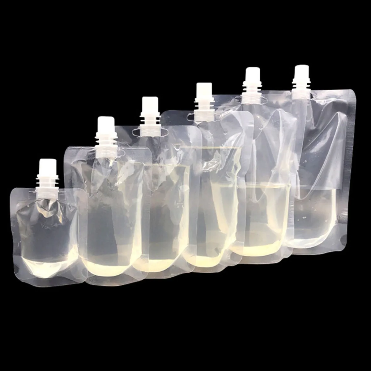 50PCS 50ML~250ML Plastic Spout Bag Beverage Coffee Beer Juice Bar Wedding Home Party Birthday Suction Nozzle Pouches