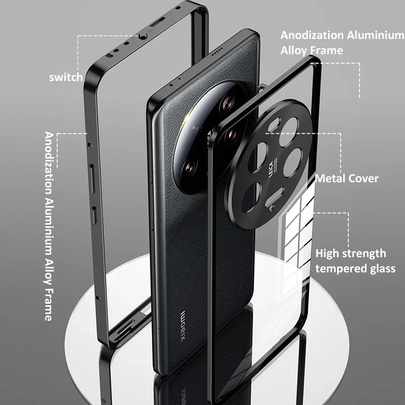 Aluminium Alloy Metal Frame Bumper + Tempered Glass Back Cover For Xiaomi Mi 15 Ultra Camera Lens Protector Case Mi 15 14 Ultra