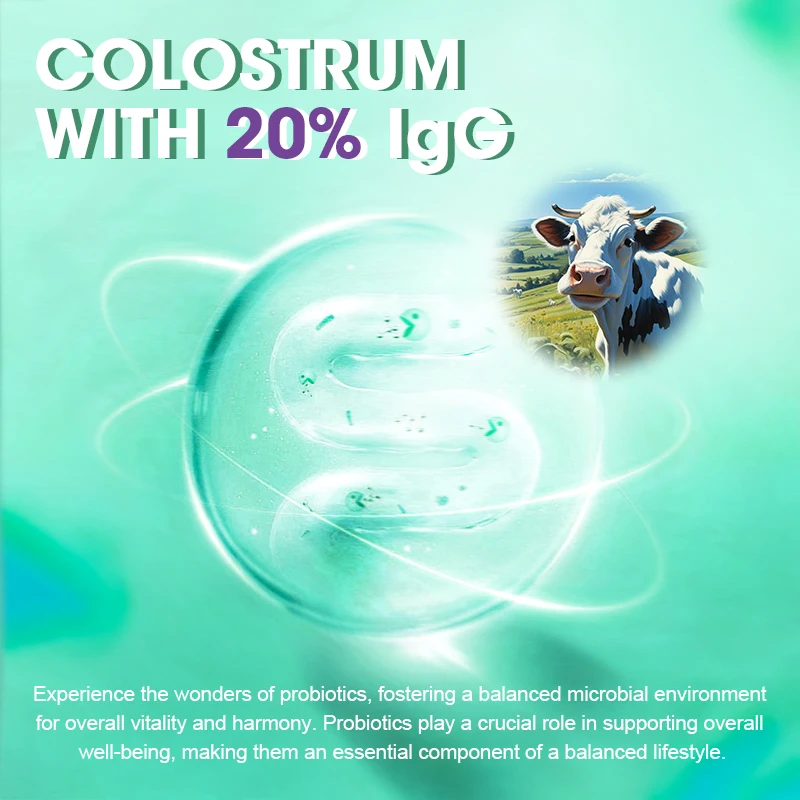 20% IgG Pure Colostrum Pills Whey Protein with Probiotic & Omega 3 Promote Growth & Height, Muscle Build, Improve Immune & gut