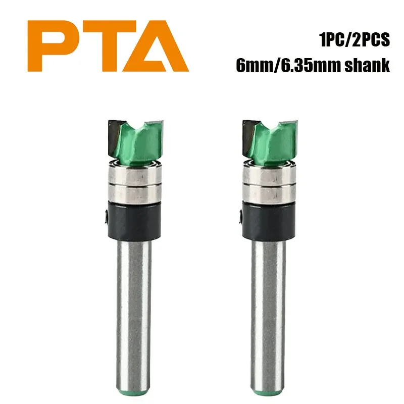 1PC/2PCS 6MM/6.35MM Shank Double-Bearing Trimming Milling Cutter Steel Blade Profile Bottom Milling Cutter For Precise Grooving